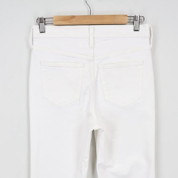 J.Crew Slim Demi-Boot Denim Jean High Rise Flared Hem In White Wash Size 26 - Picture 6 of 9